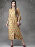 Anouk Green Printed Maxi Dress Women