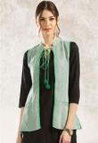 Anouk Green Solid Ethnic Jacket women