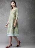 Anouk Green Woven Design A Line Fusion Kurta Women