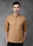 Anouk Khaki Brown Woven Design Straight Kurta Men