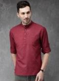 Anouk Maroon Solid Straight Kurta Men