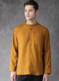 Anouk Mustard Solid Straight Kurta Men