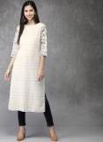 Anouk Off White Woven Design Straight Kurta women