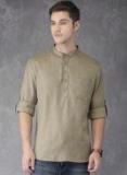 Anouk Olive Green Solid Straight Kurta Men