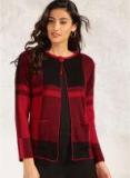 Anouk Red Self Pattern Cardigan Women