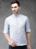 Anouk White & Blue Printed Straight Kurta Men