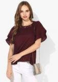 Antheaa Maroon Embellished Blouse Women