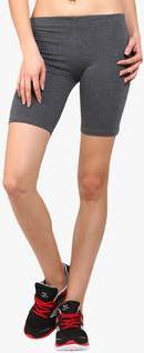 Appulse Charcoal Grey Solid Shorts women