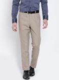 Arrow Beige Tapered Fit Solid Formal Trousers Men