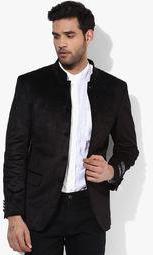 Arrow Black Solid Regular Fit Jacket & Blazer men