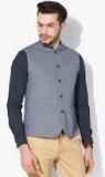 Arrow Blue Woven Design Nehru Jacket Men