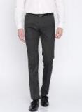 Arrow Charcoal Grey Slim Fit Solid Formal Trousers men