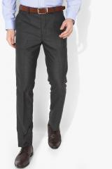 Arrow Charcoal Self Design Regular Fit Formal Trouser men