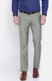 Arrow Grey Slim Fit Self Design Formal Trousers Men