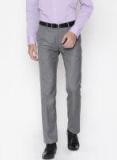 Arrow Grey Slim Fit Textured Formal Trousers Men