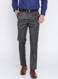 Arrow Grey Tapered Fit Solid Formal Trousers Men