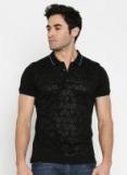 Arrow New York Black Printed Polo Collar T Shirt Men