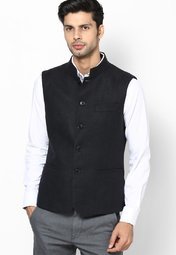 Arrow New York Black Skinny Waistcoat Men