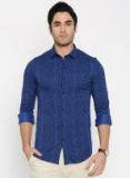 Arrow New York Navy Blue Super Slim Fit Printed Casual Shirt Men