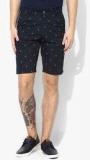 Arrow Sports Navy Blue Printed Shorts Men