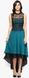 Athena Blue Colored Solid Asymmetric Dress Women