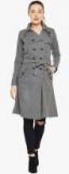 Athena Grey Self Design Long Coat Women