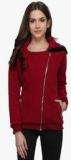 Athena Maroon Solid Winter Jacket Women