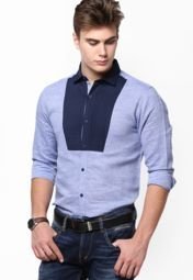 Atorse Solid Lavender Casual Shirt Men