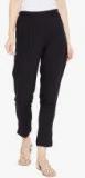 Aujjessa Black Solid Regular Fit Coloured Pants Women