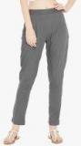 Aujjessa Grey Solid Regular Fit Coloured Pants Women