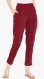 Aujjessa Maroon Solid Regular Fit Coloured Pants Women