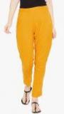 Aujjessa Mustard Solid Coloured Pants Women