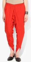 Aum Red Solid Dhoti Pant Women