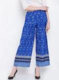 Aurelia Blue Wide Leg Printed Palazzos Women