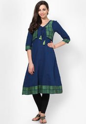 Aurelia Cotton Blue Solid Kurta women