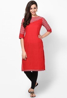 Aurelia Cotton Red Solid Kurta women