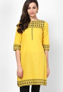 Aurelia Cotton Yellow Solid Kurta women