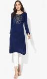 Aurelia Navy Blue Embroidered Acrylic Kurta Women