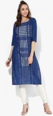 Aurelia Navy Blue Printed Cotton Kurta women