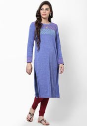 Aurelia Poly Cotton Blue Kurta women