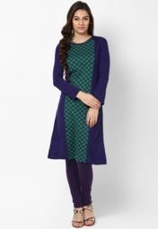 Aurelia Poly Cotton Purple Solid Kurta Women