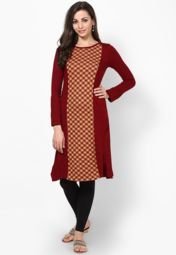 Aurelia Poly Cotton Red Solid Kurta women