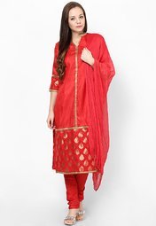 Aurelia Polyester Red Solid Suit Set Women