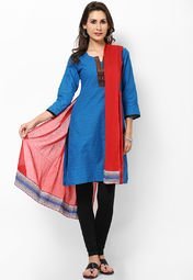 Aurelia Red Cotton Solid Dupatta Women