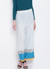 Aurelia White Printed Flared Regular Trouser women