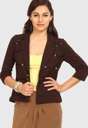 Avirate Brown Solids Summer Jacket Women