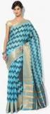 Avishi Aqua Blue Printed Cotton Silk Saree women