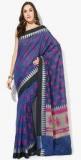 Avishi Navy Blue Printed Cotton Blend Sarees women