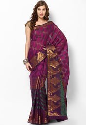 Avishi Silk Blend Purple Saree Women