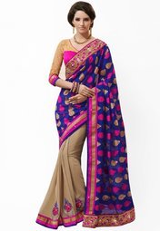 Bahubali Blue Embroidered Sarees women